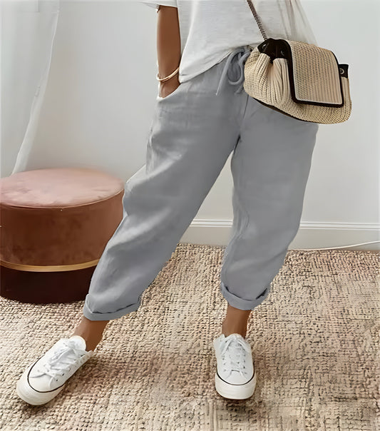 Nasim | Chic breathable linen trousers grey